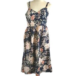 Cynthia Rowley Floral Linen Dress Navy  Women's Size 6